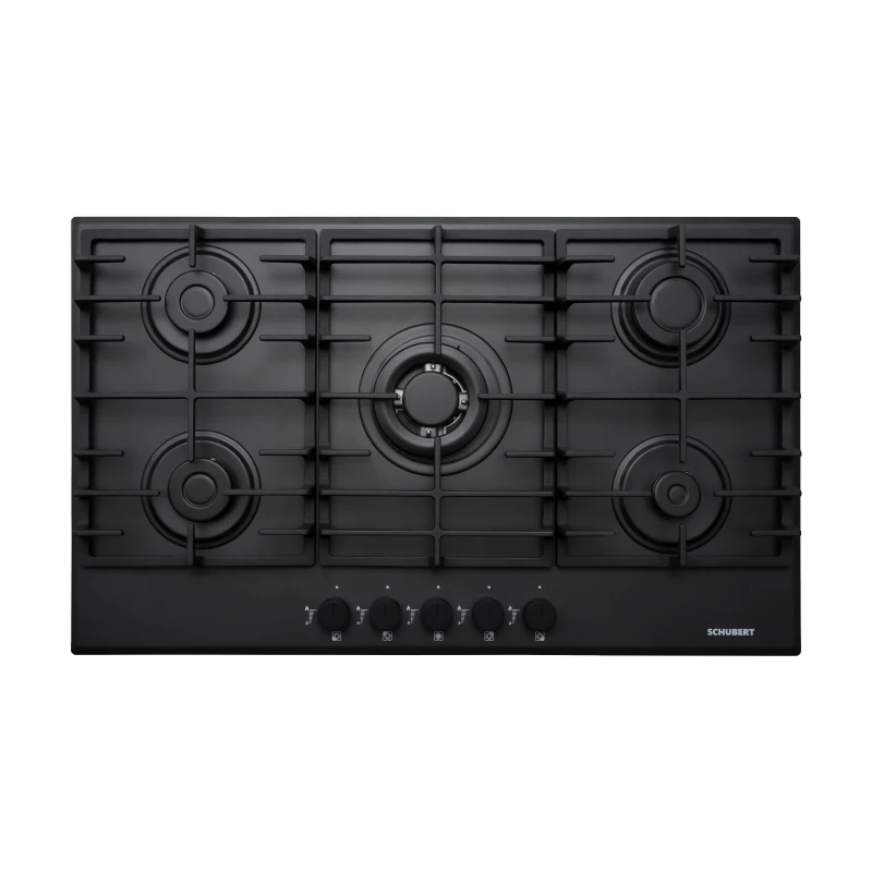 Schubert Orion 90cm Built-In Gas Hob Black Matt Cast Iron - Schubert